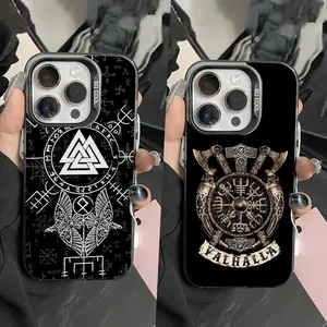 V-Viking V-Vegvisir Logo Phone Case For iPhone 17,16,15,14,13,12,11,Pro,Max,Plus,Mini,XS,SE Anti Fall Black Matte Hard Bumper