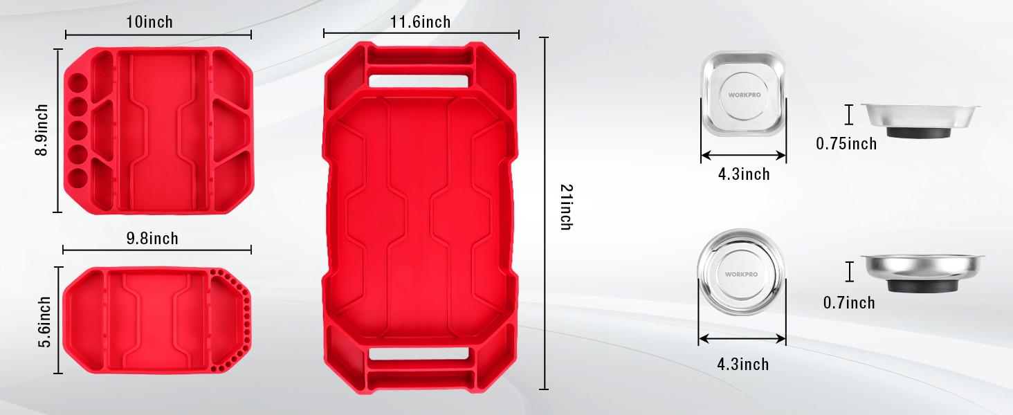 #backtoschool WORKPRO 5-Piece Non-Slip Tool Tray Set, 3-Piece Silicone Flexible Tools Organizers and 2-Piece Magnetic Parts Tool Tray, Tool Mat, Tool Holder, Tool Storage (Only Parts Tray Magnetic) #backtoschool WORKPRO 5-Piece Non-Slip Tool Tray Set, 3-Piece Silicone Flexible Tools Organizers and 2-Piece Magnetic Parts Tool Tray, Tool Mat, Tool Holder, Tool Storage (Only Parts Tray Magnetic)