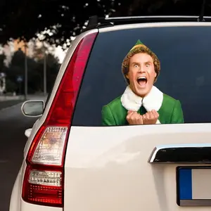 Buddy the Jolly Elf Waving Arm Christmas holiday WiperTag attaches to rear vehicle wiper blades. Makes everyone in traffic smile. Extremely viral! Made in USA.