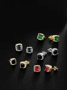 5 pairs of ICED CHICS hip-hop stud sets, four-pronged street dance casual hip-hop style, versatile accessories, cost-effective choice, suitable for both men and women, gifts, parties, dates, Stud Earring Jewelry