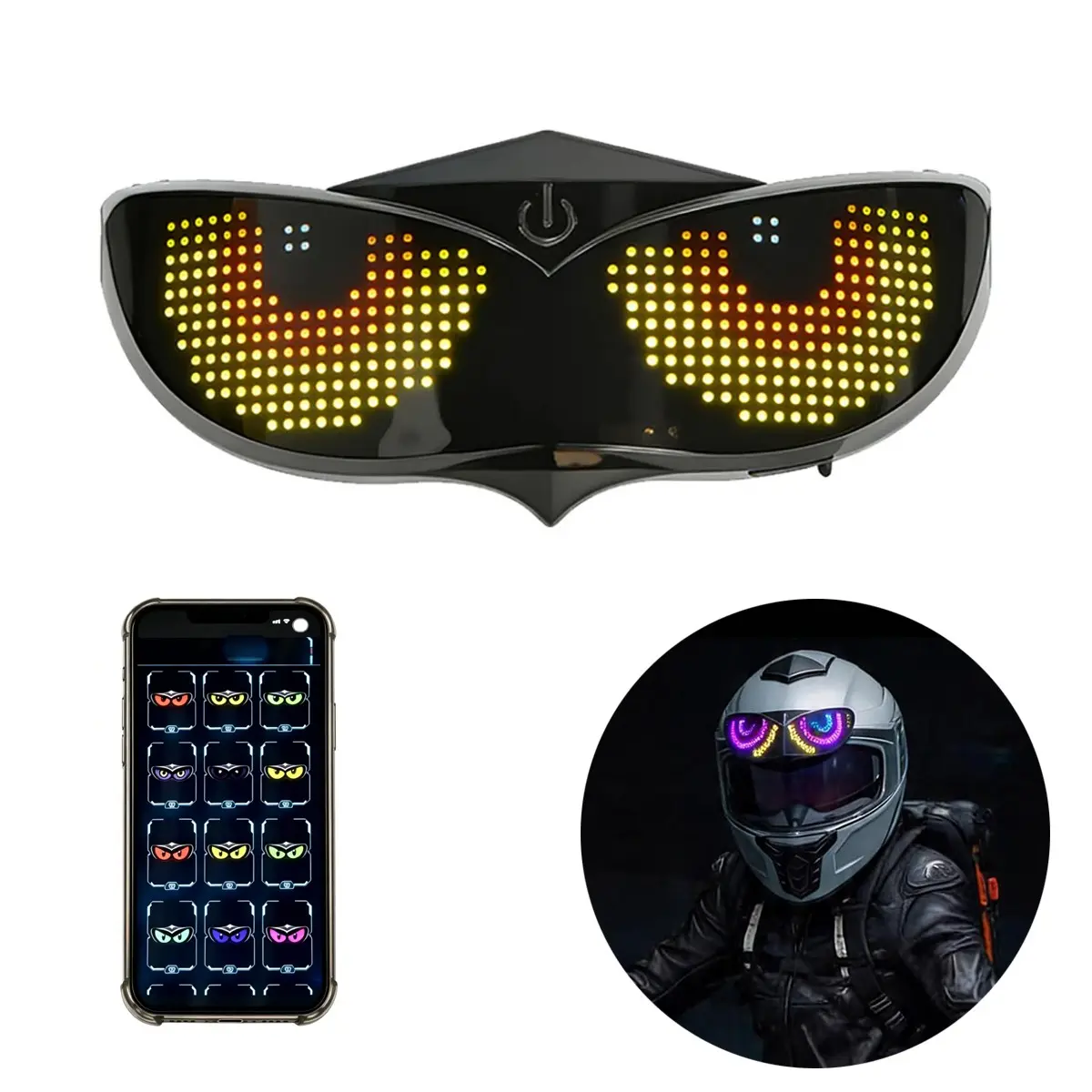 Smart LED Helmet Light for Motorcycle, APP Control, Animation, Dual Use as Bike Tail Light, Rear Bike Light, Night Riding Accessories for Ebike, Scooter, Snowmobile, Outdoor