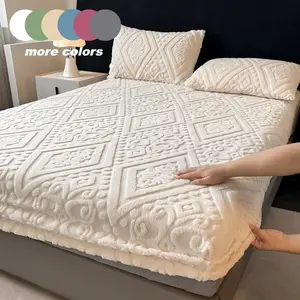 Elegant Luxury Tufted Comfy Bedding Set, Includes One Fitted Sheet and Two Pillowcases, Non-Slip Mattress Protector, Warm Soft, Fall Winter