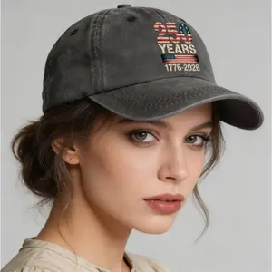 Men's baseball cap with American 250th anniversary print, American retro style, fashionable curved brim hat