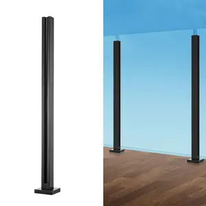 【fathersdaygift】VEVOR Glass Clamp, 37.4" Height Glass Railing Bracket for 0.39 "-0.47 " Thickness Tempered Glass, 304 Stainless Steel Glass Mounting Clamp, Glass Shelf Bracket for Balcony, Garden, Deck, Stair, Black