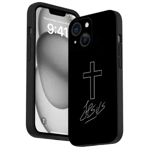 Black Minimalist Cross Pattern Straight Edge Phone Case for iPhone 17 16 15 14 Pro Max 13 12 11 XR XS Air Plus Compatible Models Shockproof Full Camera Protection Durable slim Silicone Cover