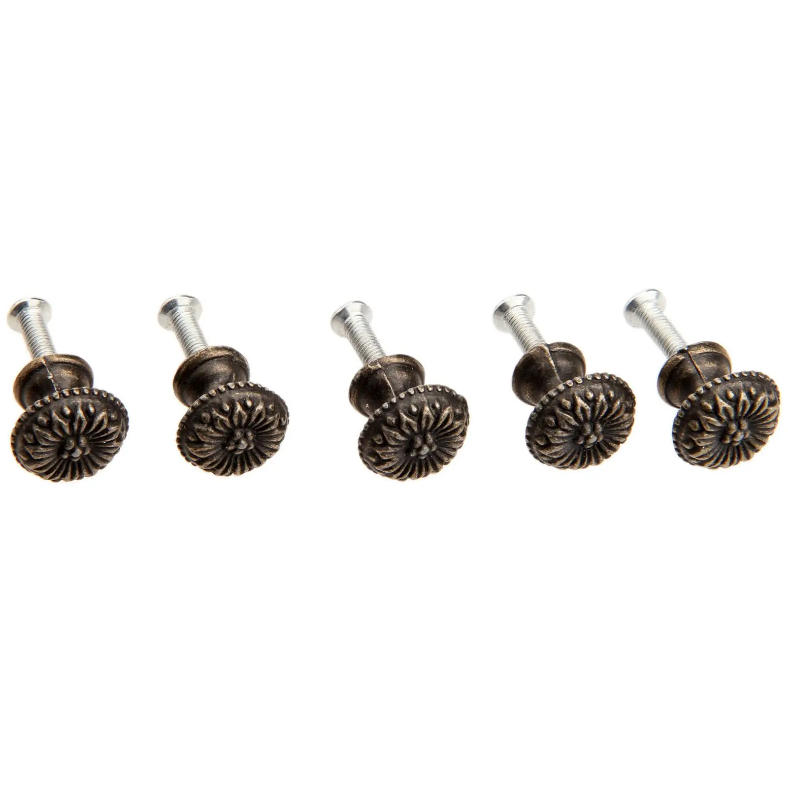5Pcs Antique Brass Little Knobs  Small Round Drawer Pulls Handles for Box Cupboard Wardrobe Cabinet Wooden Desk 0.67"x 0.59"