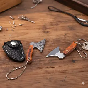 Stainless Steel Mini Axe Blade Keychain Knife, Survival Tool, Portable Multi-Function EDC Keychain Tool for Outdoor, Camping, Emergency, Self-Defense, Box Opening, Gift Idea