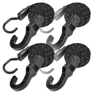 Heavy-Duty Adjustable Bungee Cords with Hooks - Durable Rubber Straps for Luggage, Tarp, and Outdoor Use bungee cord