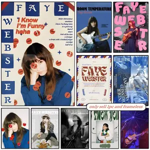 F-faye W-webster Hot Singer Poster Sticky Wall Art Printing Graphic Prints Waterproof Modern Aesthetic Home Living Bedroom Decor Trendy Room Decoration Gift Durable High Quality