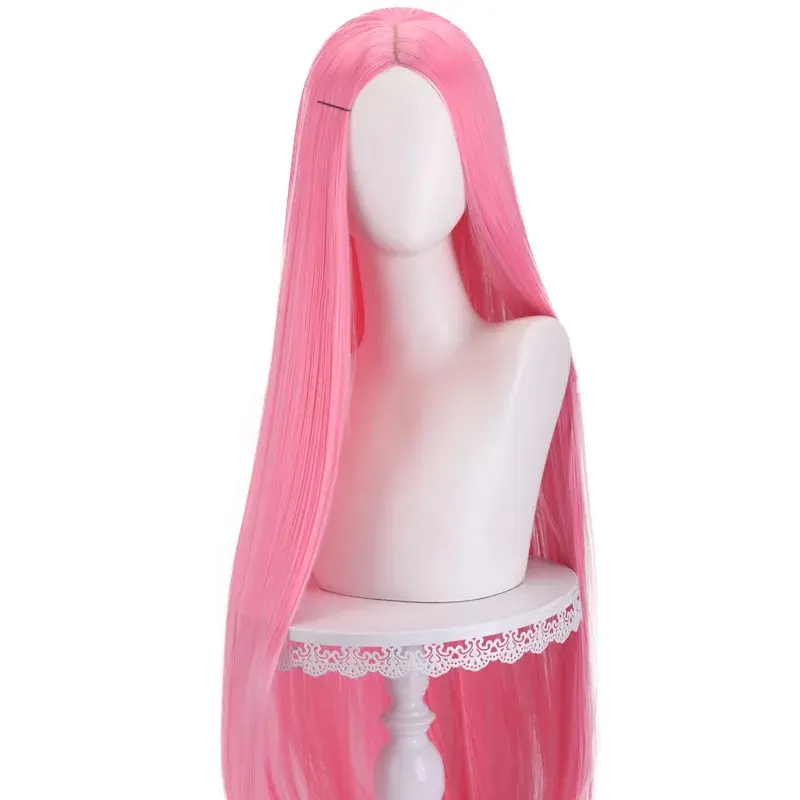 NEW 40 inch colored anime long straight center split bangs women's synthetic wig suitable for holiday parties, Halloween ball role-p