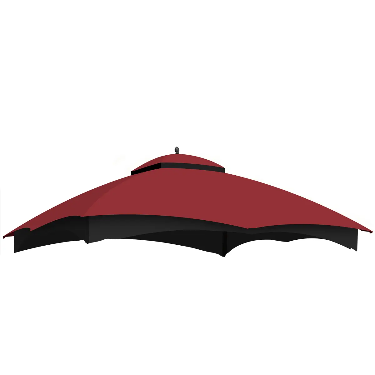 150"*128.15" Burgundy 10*12 Gazebo Replacement Canopy Top, Polyester UV‑Protective Water‑Repellent Fade‑Resistant 2‑Tier Roof with Air Vent Drainage Holes & Mosquito Netting for Outdoor Patio Shelter