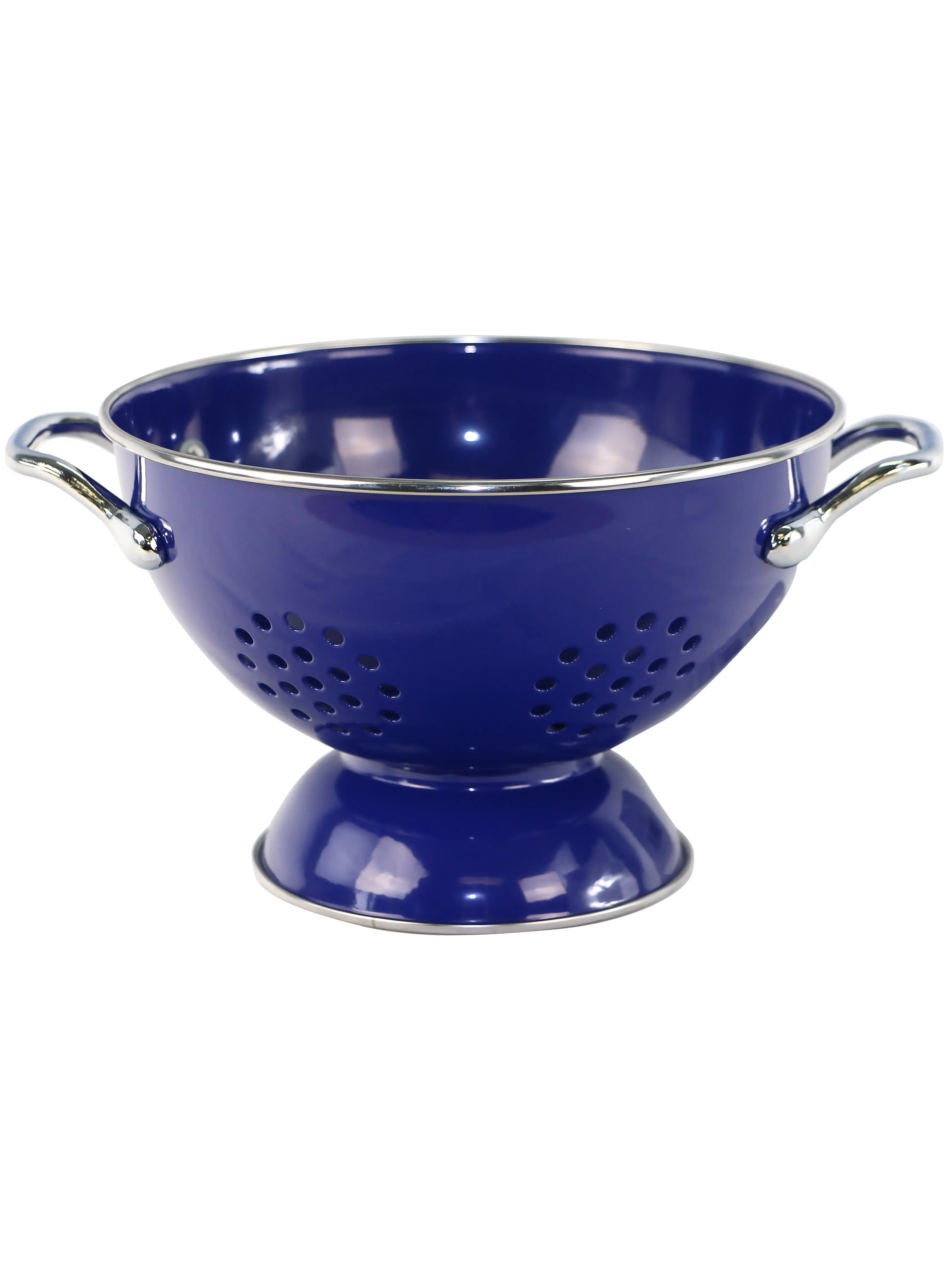 Calypso Basics 7qt Stainless Steel Colander, Indigo Colorful Kitchen Utensil with Holes