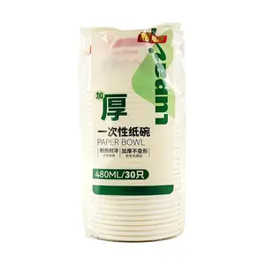 LUPAI Thickened Disposable Paper Bowls 480ml - Pack of 30, Ideal for Parties, Picnics, and Convenient Meals