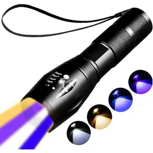 Rechargeable Multi-Function Flashlight - 4-in-1 UV, Black Light, & Blue/White/Yellow Beams, Blood Tracking, Scorpion Detection