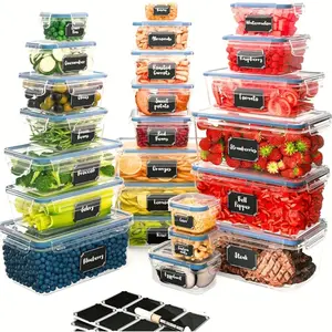 48pcs Food Storage Container Set Airtight Preservation Boxes with Easy Snap Lids Leakproof Plastic Containers for Pantry Travel Outdoor Picnic Kitchen Organization Includes Labels and Markers