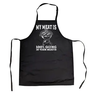 My Meat Is 100 Percent Going In Your Mouth Cookout Apron Sarcastic Graphic Novelty Grill Wear Funny Aprons Adjustable Household Items Graphic Print Patriotic Apron Funny Food Cover Novelty Cooking Aprons for Black -