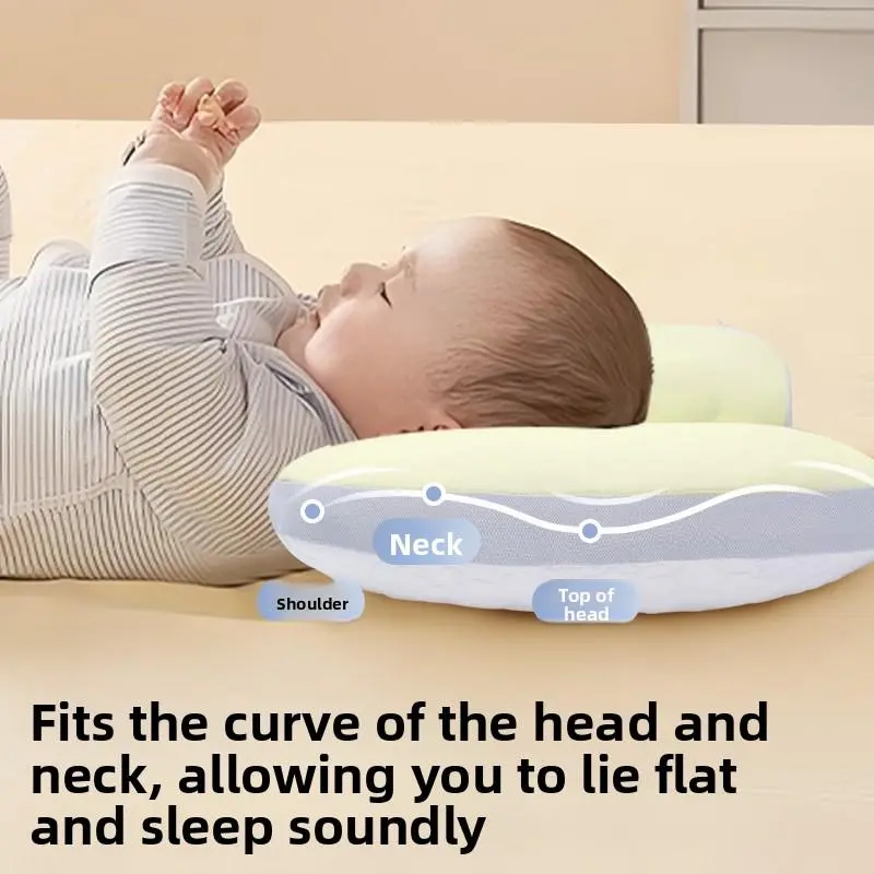 Cool-Touch Space Partition Baby Pillow for 6M-3Y, 4-Season Breathable, Spine Support, Essential for Toddler & Kindergarten Use