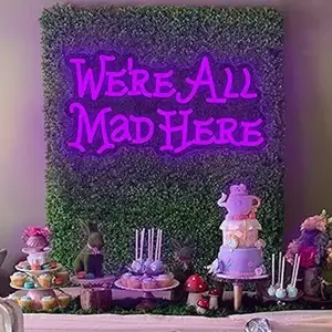 Alice in Wonderland Mad Hatter Tea Party Neon Sign - Dimmable LED Bright, Dim, Glow, Illuminated, Whimsical Light Signs for Bedroom Home Decor & Birthday Gifts, Bright Light Signs