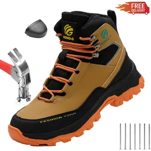 New Safety Boots Men Work Indestructible Shoes Sneakers Steel Toe Protective Boots Anti-smash Anti-puncture Work Safety Shoes High quality texture Advanced color scheme Anti-slip wear resistant