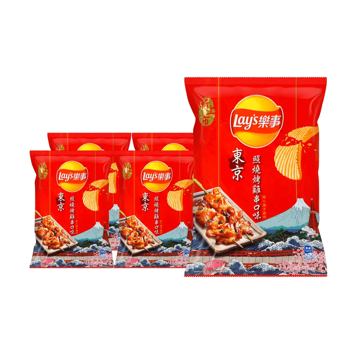 5 Pack LAY'S Taiwan BBQ Chicken Skewers Potato Chips 2.1 oz - Asian Snack Crispy Chips