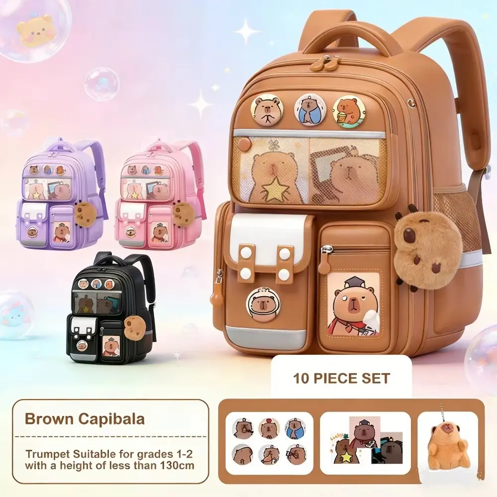 Capybara Backpack Alleviate Burden Protecting Spine Widen Straps School Bag Cute Shoulder Bag