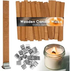100  Wicks for Candles Making -  Wooden Candle Wicks Crackling Candle Wax  Wick mechas para velas de cera Candle Making Wicks for Paraffin Candle Soy Wax Candlemaking(50 Sets)