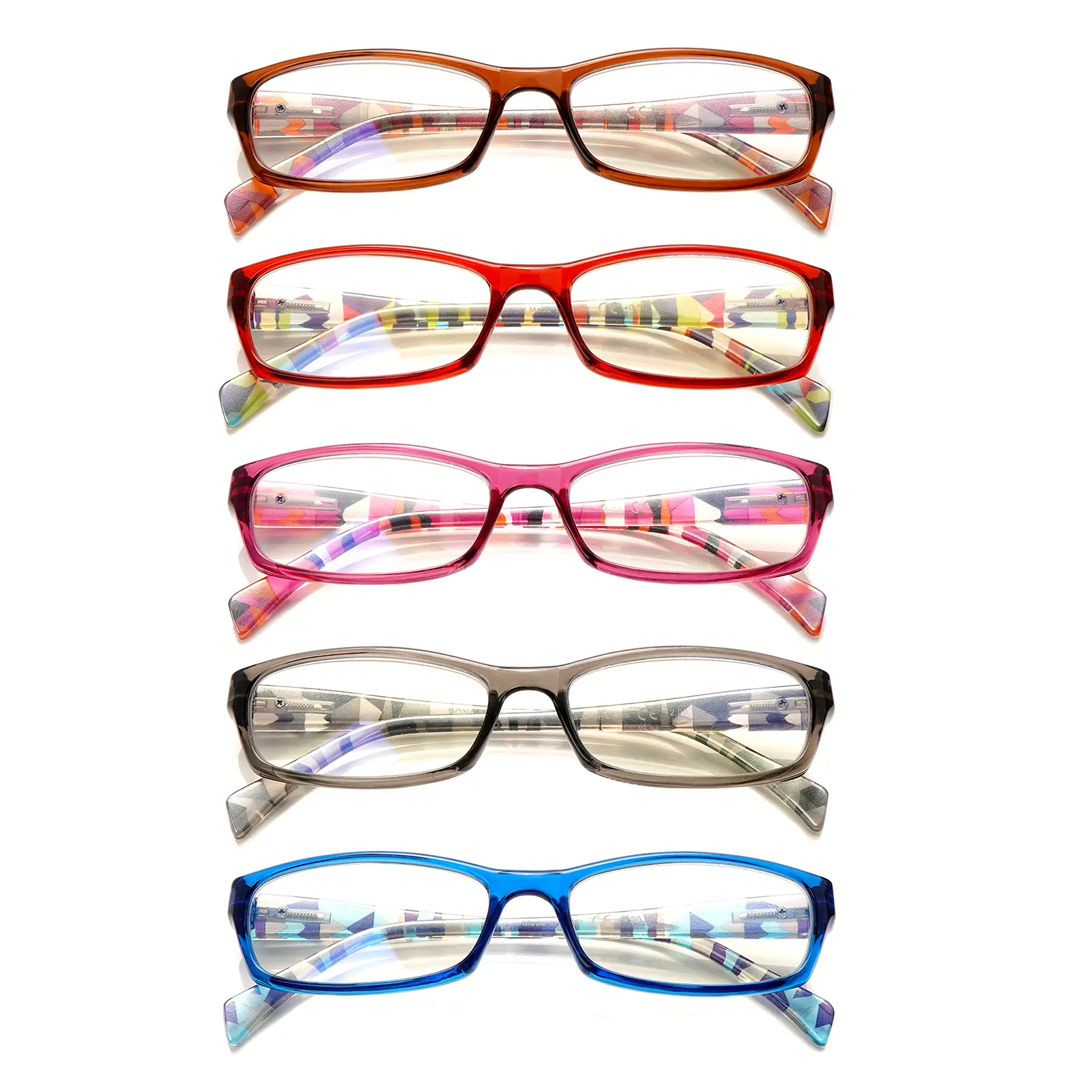 5-Pack Mix Color Rectangular Blue Light Blocking Reading Glasses Lightweight Unisex Eyewear