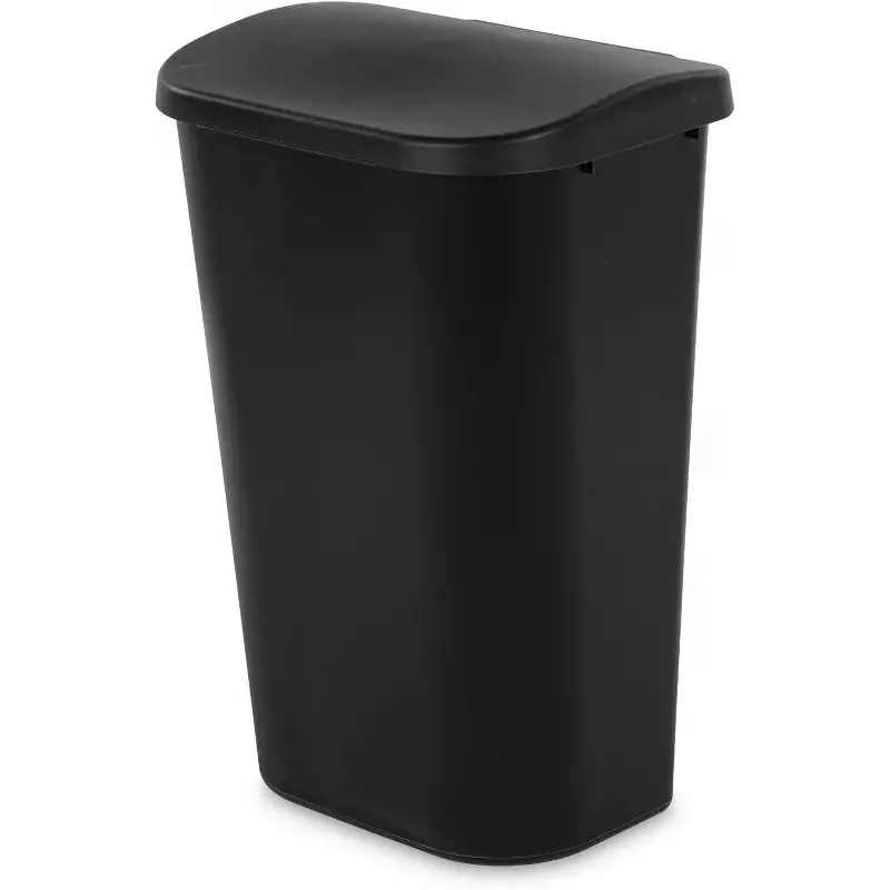 11.3gal Lift Top Waste Basket Black - Kitchen Trash Can, Fingerprint-Resistant, Indoor Trash Bin