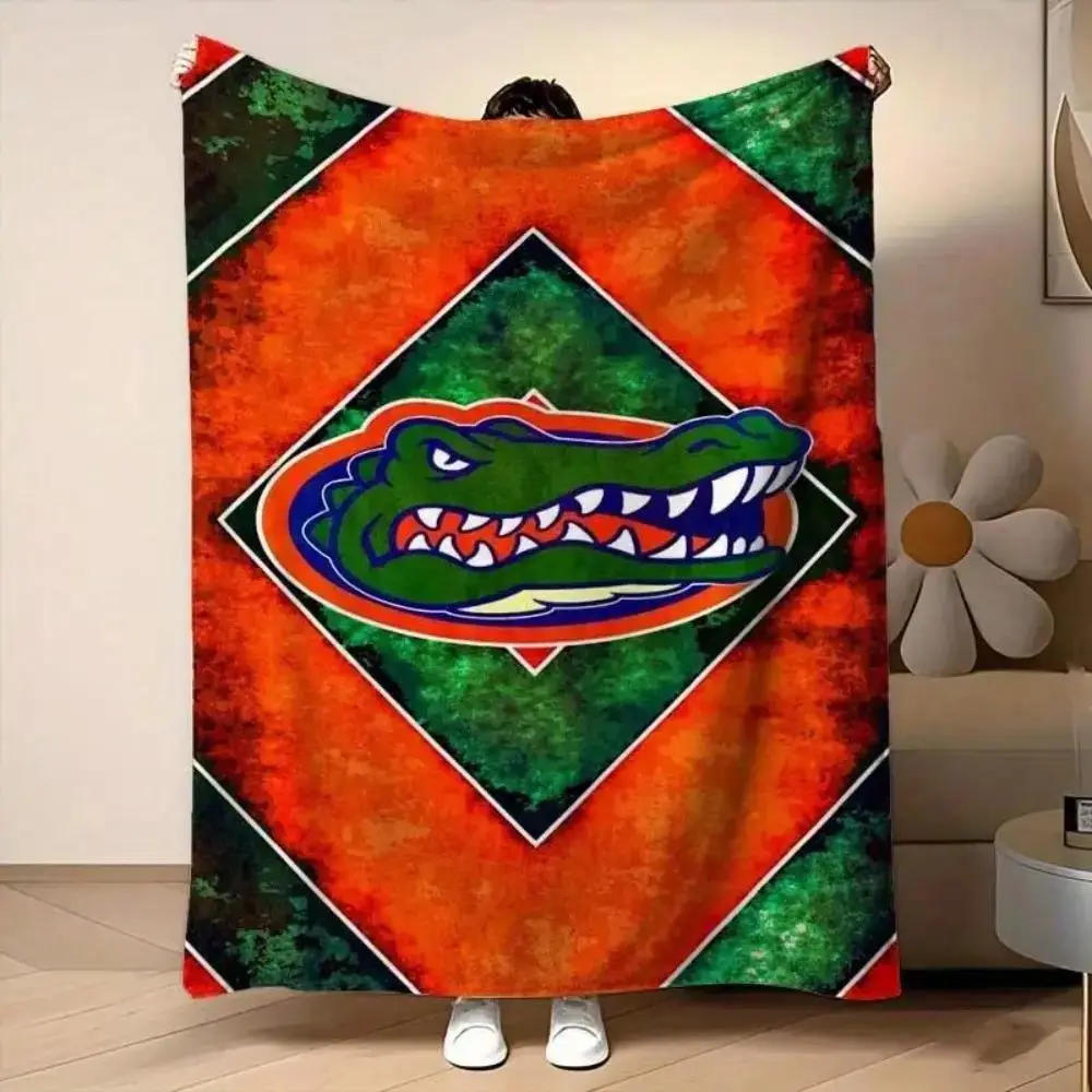 University of Florida Gators Logo Soft Flannel Throw Blanket, College Sports Graphic for Bedroom Game Room and Fan Lounge Decor, Lightweight Bed Throw for Match Night, Birthday Christmas Gift for Florida Gators Fans and Alumni