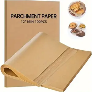 100pcs Parchment Paper Baking Sheets, 12x16 Inches Non-Stick Precut, Unbleached, for Baking, Cooking, Grilling, Air Fryer, Steaming, Baking Supplies