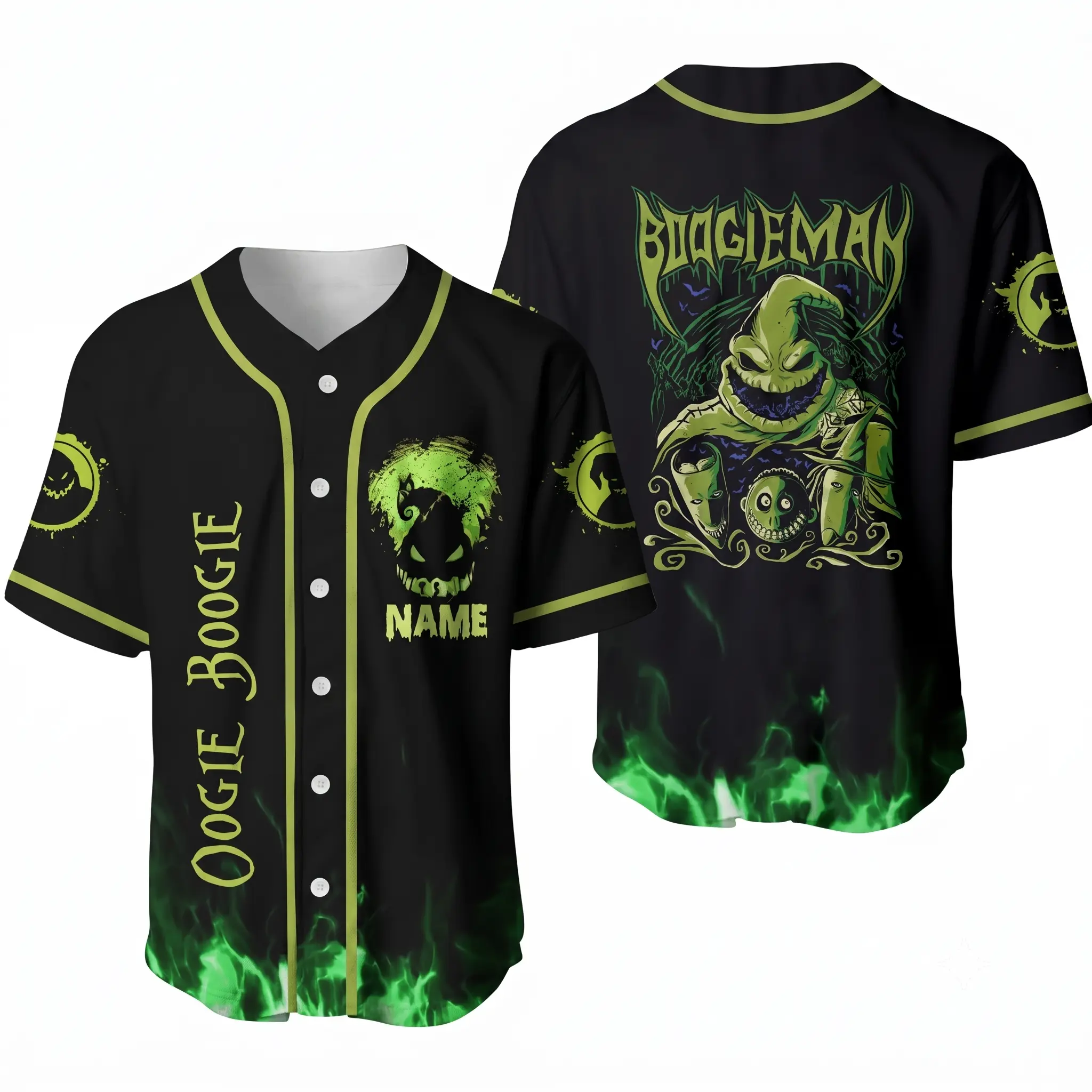 Custom Horror Halloween Baseball Jersey, 0ogie Boogie Jersey Baseball Jersey