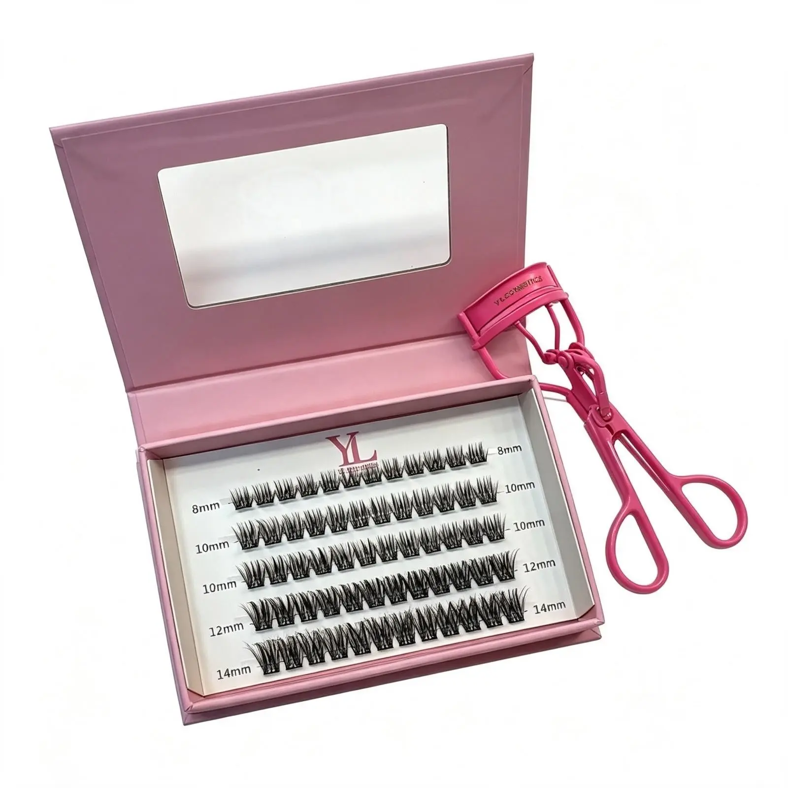 YL Cosmetics 5-7 Days Press On Lashes Kit All-Pink with Applicator