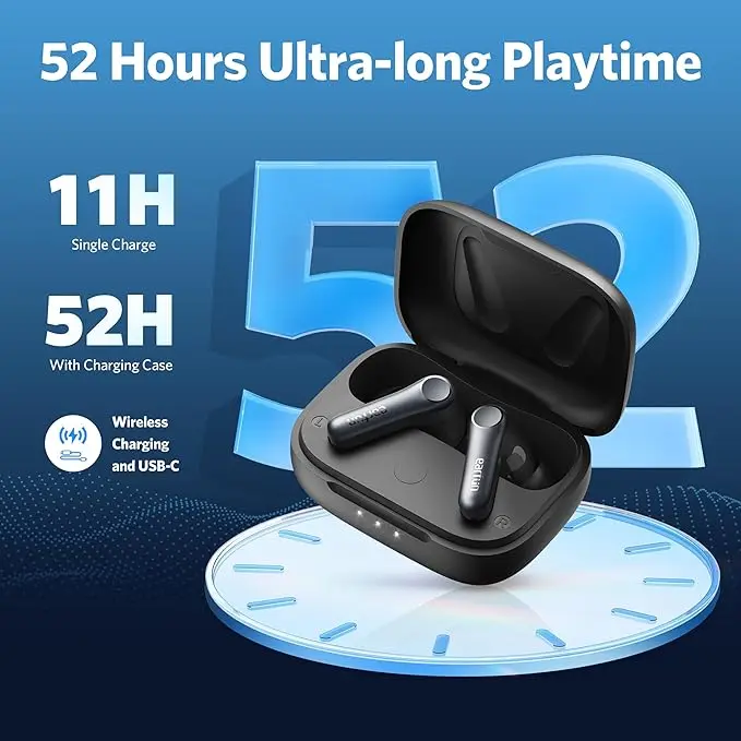 EarFun Air Pro 4 Adaptive Hybrid Noise Canceling Wireless Earbuds, Qualcomm Snapdragon Sound, aptX Lossless, 6 Mics AI CVC 8.0 Call, LDAC Hi-Res Audio, 52H Playtime, Bluetooth 5.4, White