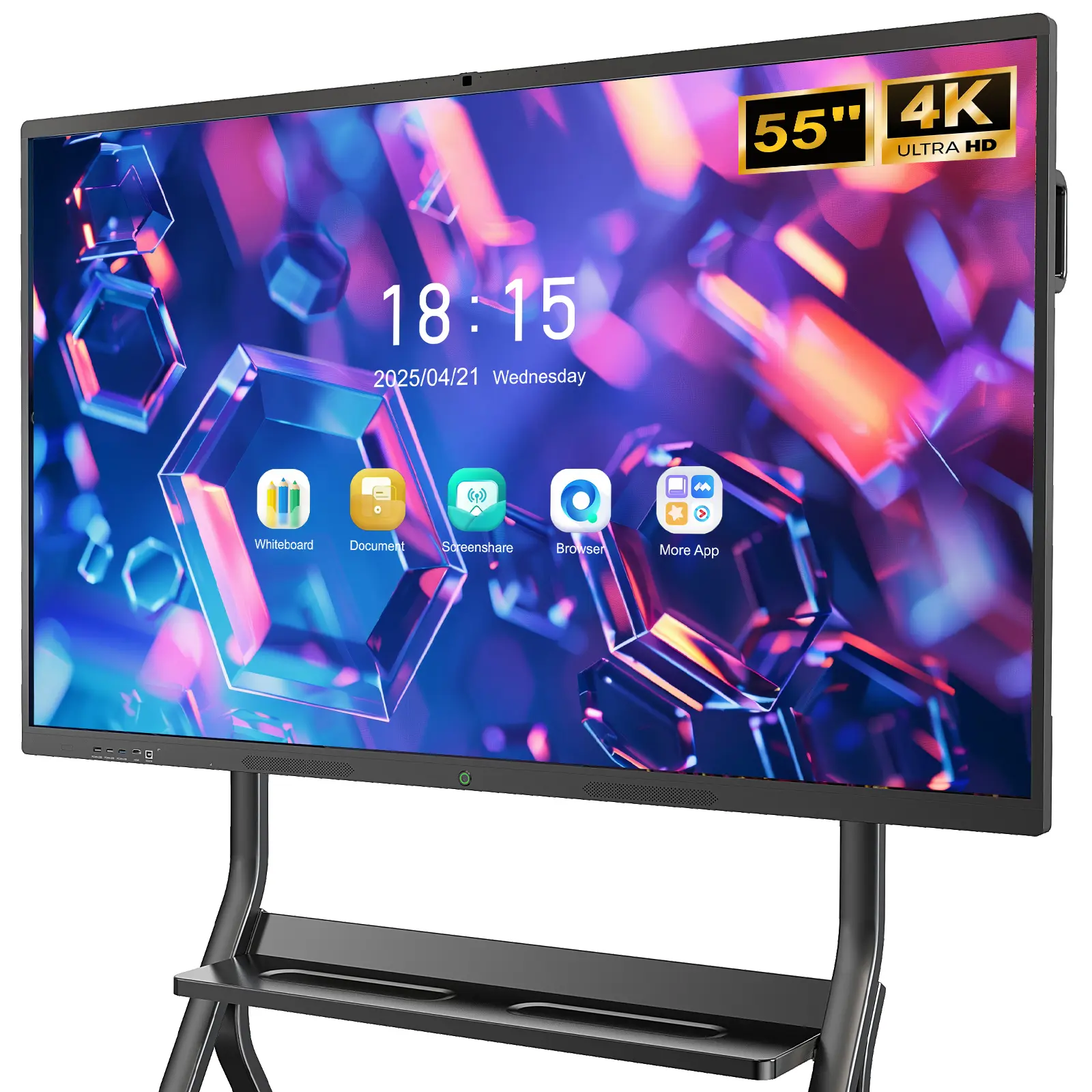 OHYEAHSPIN 55" Smart Board for Home Classroom Office, 4K UHD Interactive Electronic Whiteboard with Camera Mics, Screen Sharing, Android 13 OS, 8GB RAM+128G ROM, Bluetooth/WiFi/HDMI (Wall Mount Included)