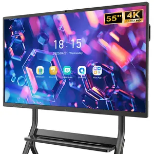 55" Smart Board for Home Classroom Office, 4K UHD Interactive Electronic Whiteboard with Camera Mics, Screen Sharing, Android 13 OS, 8GB RAM+128G ROM, Bluetooth/WiFi/HDMI (Wall Mount Included)