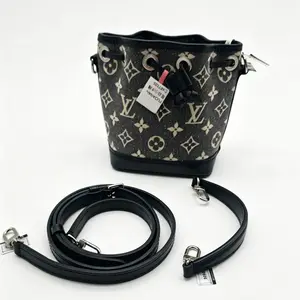 Pre-owned Louis Vuitton LV black tannin denim nano noe small bucket th26043128