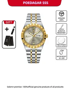 Men's Business Fashion Round Dial Analog Stainless Steel Quartz Watch, Fashion Watch for Party, Daily Clothing Decor, Trendy All-match & Exquisite Watch for Birthday Gift with Box, High End Watch, Business Fashion Watches