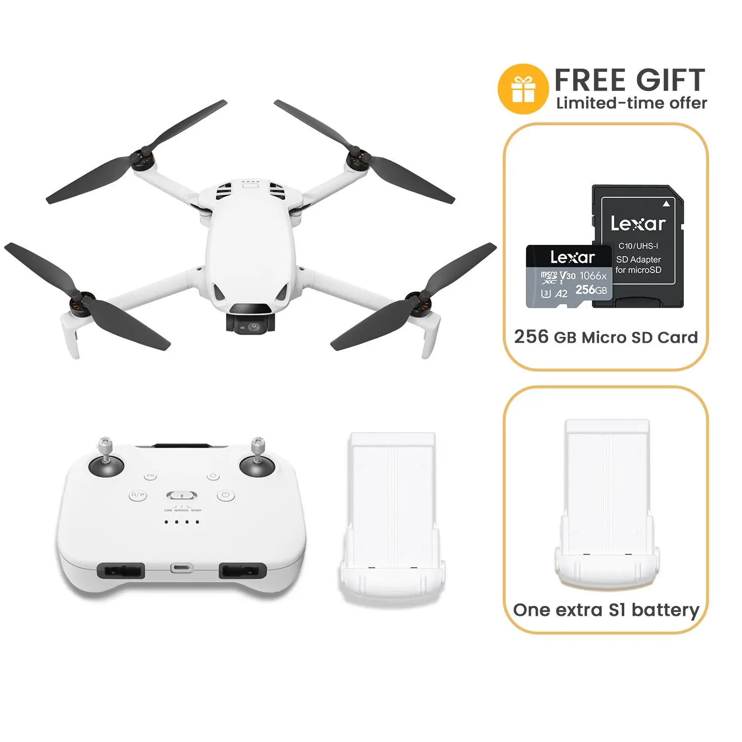 Skyrover S1 Mini Aerial Photography Electronic Quadcopter with Camera, 4K/60fps 3-Axis Gimbal, 40-Min Flight Time, Under 249g, Auto Track, S1-1 Remote Control, Self-Flying Drone, Birthday Cool Gadgets for Adults