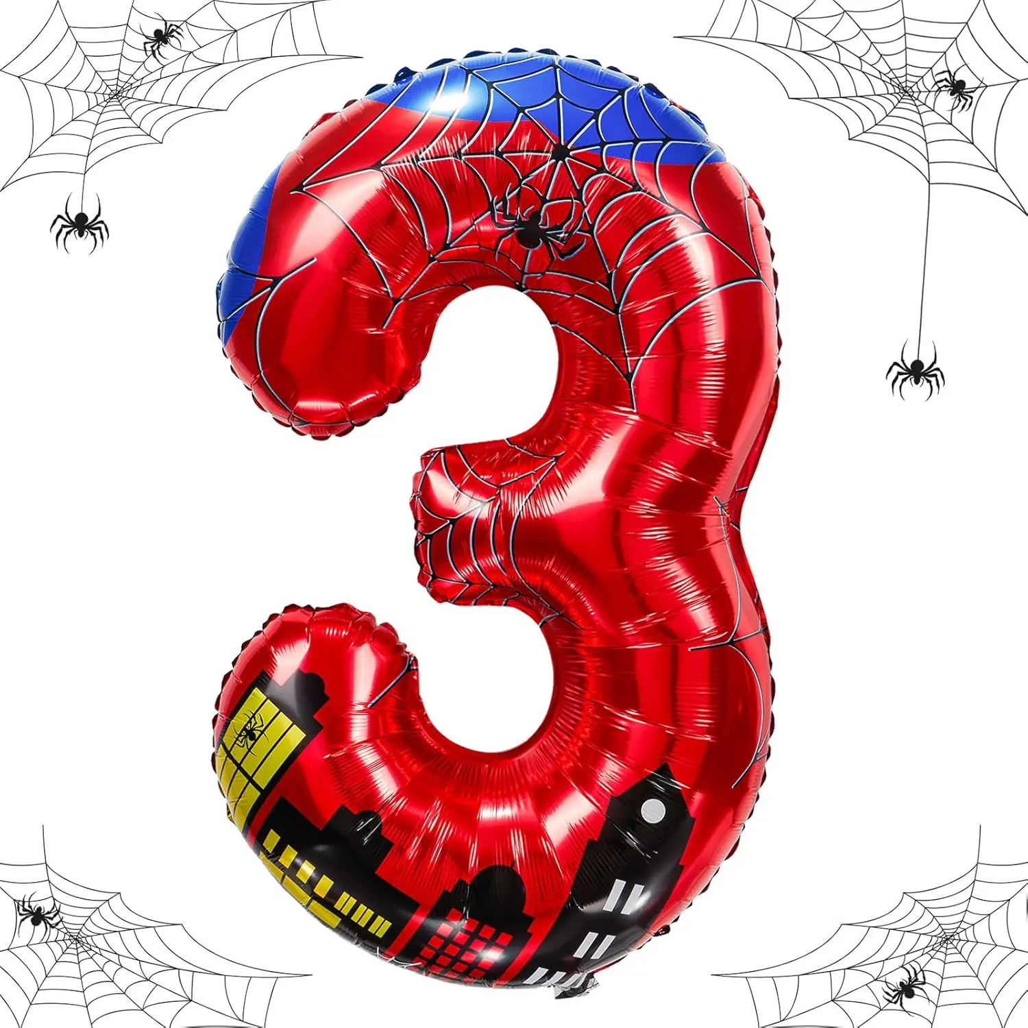 40 inch spider theme number foil balloons, 's party balloon supplies with classic numbers 1 to 9, birthday decoration supplies,number large balloons for spider theme parties(3)