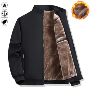 Men's Autumn and Winter Warm Wool Jacket Casual Outdoor Coat Solid Color Beige Top Set Fashionable Men's Fleece Jacket Men's Casual Jacket with Stylish Zipper Pockets, Relaxed Fit for Cold Weather abrigos  para  hombre