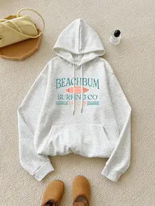 Women's Letter Print Drop Shoulder Drawstring Hoodie, Fashion Casual Cozy Sweatshirt Kangaroo Pocket Hooded for Daily Holiday Outdoor Wear, Women Clothes for Fall & Winter