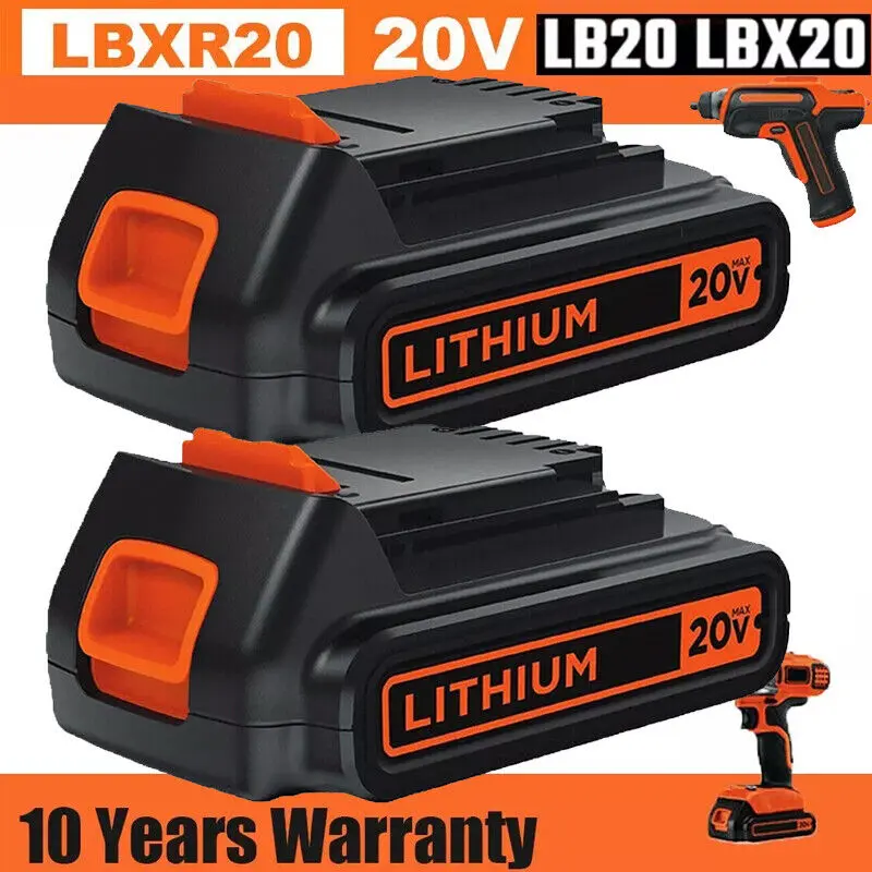 High quality 2Pack 20V Lithium-ion 3.8Ah Battery for BLACK+DECKER 20 Volt LBXR20 LBX20 LB20