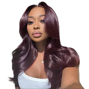 Nadula Black Cherry Body Wave Human Hair Bundles And 4x4 Lace Closure For DIY Wigs Virgin Brazilian Remy Hair TikTokShopSpringGlowUp
