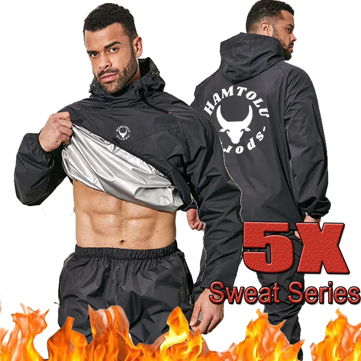 HAMTOLU Unisex Sauna Suit Sportswear Sweat Suit Boxing Exercise Jacket and Pants Fitness Training Clothes Outdoorfun Athletic Workout for Men and Women Insulated Ski Snowboard Overalls