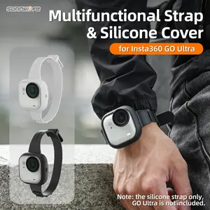 for Insta360 GO Ultra Strap & Silicone Cover , Multifunctional Palm Wristband Bicycle Strap Backpack Clip Cat Camera Collar for Insta360 GO Ultra Accessories Black, Available in Black or White,  Easy Operation | Holiday Travel Photography Accessories