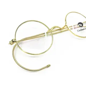 BETSION Vintage Round Antique Eyeglass Frames Wire Rim Ear Hooks Glasses Rx able