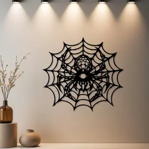 Housewarming Gift, 1pc Halloween Spider and Web Desktop Ornts Statue Mural with Premium Finish - Ideal Gift for Wedding, Valentine's Day, Autumn Decor, Halloween, Housewarming, Artwork, Wall Art Decoration