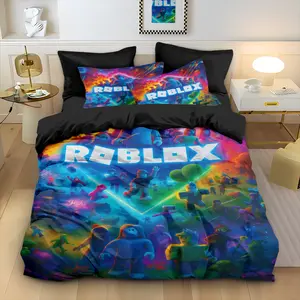 3pcs ROBLOX Game Pattern Bedding Set, Includes 1 Duvet Cover & 2 Pillowcases, Soft Comfortable, No Filling, Perfect Gift for Fans, Soft Breathable Bedding