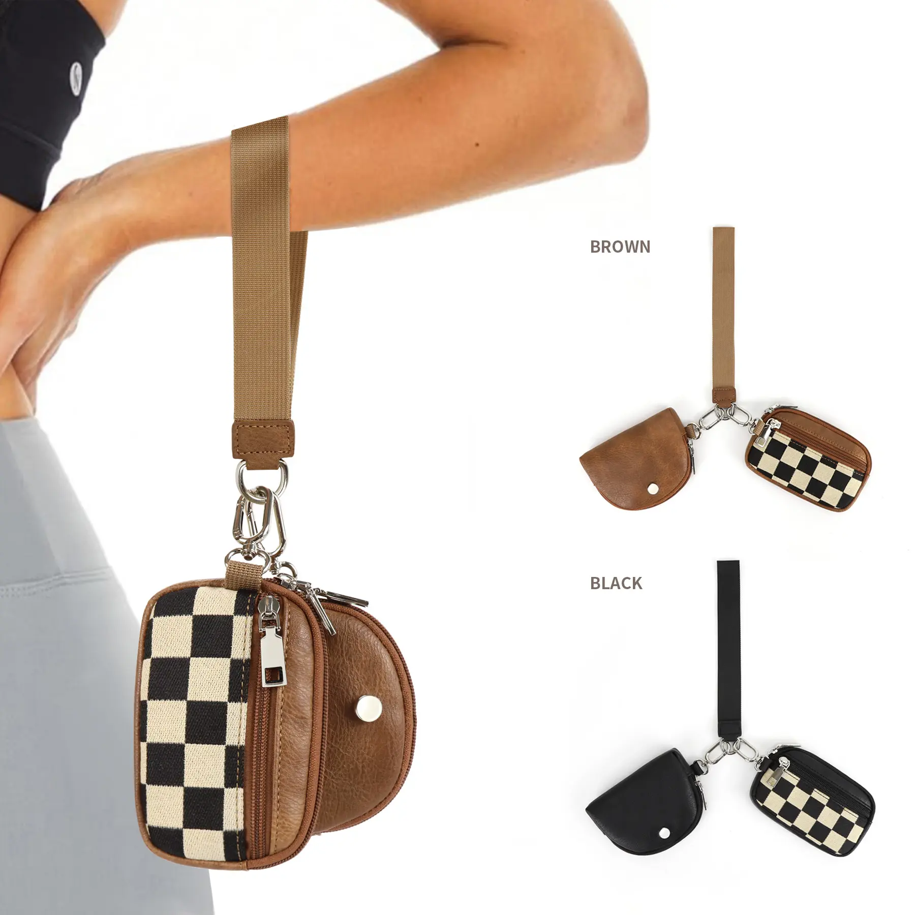 Upgraded Checkerboard Women’s Wrist Bag - Casual, Compartmentalized, Holder, Low-Profile, Multipurpose Women’s Wallet with High-Quality Hardware, Zipper Closure, Phone & Key Storage for Everyday Outdoor Use, Casual Women's Wallets, Compartmentalized Women