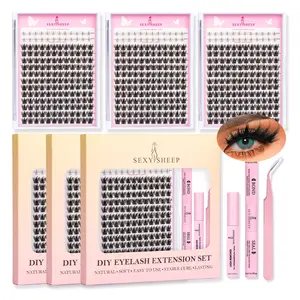 Manga C Curl Wet Look Eyelashes Extension Kit, Eyelash Clusters with Bond and Seal & Tweezers & Remover, Eye Makeup Enhancement Tool for Women, Makeup Tool Set, Eyelash Tools, Eyelashes Clusters wholesale, DIY Eyelash Cluster, Eyelash Extensions
